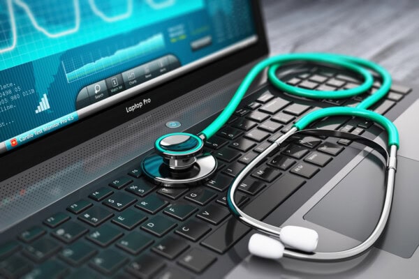 stock photo laptop with medical diagnostic software